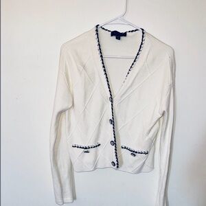 Laundry By Shelli Segal White Cardigan with Black Accents
